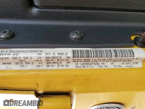 2006 Jeep Wrangler Sport z VIN 1J4FA49S16P732554, wystawiony jako Copart lot #70663185 z przebiegiem 124 922 mil mil oraz Szkoda całkowita • Salvage title. Historia ofert i sprzedaży dostępna na DreamBid. Obrazek 12.