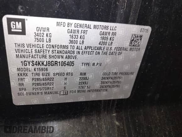 2016 Cadillac Escalade ESV Platinum с VIN 1GYS4KKJ8GR106405, выставлен на аукционе IAAI как лот 42378812 с пробегом 101 738 миль миль и . История ставок и продаж доступна на DreamBid. Изображение 9.