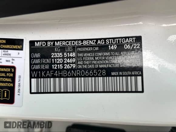 2022 Mercedes-Benz C 300 с VIN W1KAF4HB6NR066528, выставлен на аукционе IAAI как лот 42933225 с пробегом 63 322 миль миль и . История ставок и продаж доступна на DreamBid. Изображение 9.
