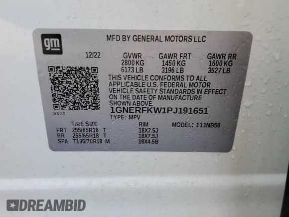 2023 Chevrolet Traverse LS z VIN 1GNERFKW1PJ191651, wystawiony jako Copart lot #84365685 z przebiegiem 38 888 mil mil oraz Szkoda całkowita • Salvage title. Historia ofert i sprzedaży dostępna na DreamBid. Obrazek 13.