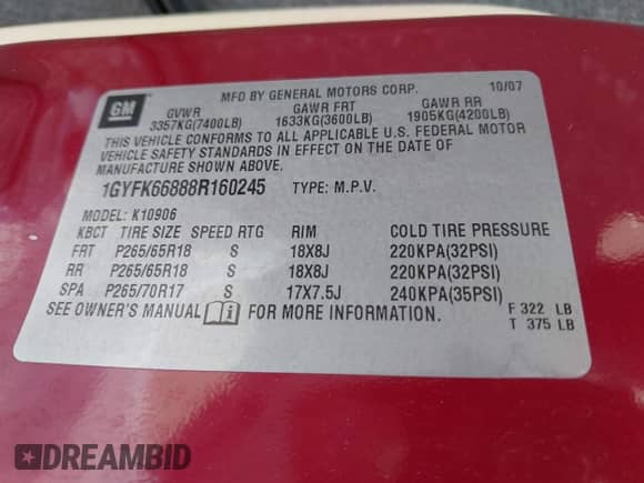 2008 Cadillac Escalade ESV с VIN 1GYFK66888R160245, выставлен на аукционе IAAI как лот 42642205 с пробегом 163 669 миль миль и . История ставок и продаж доступна на DreamBid. Изображение 9.