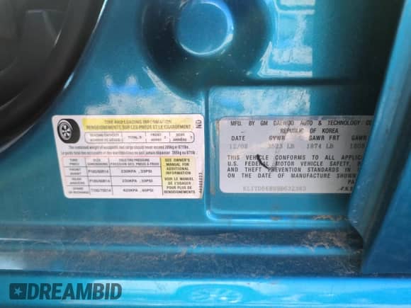 2009 Chevrolet Aveo 1LT с VIN KL1TD56E89B632383, выставлен на аукционе Copart как лот 50611115 с пробегом 117 109 миль миль и Списание • Salvage title. История ставок и продаж доступна на DreamBid. Изображение 12.