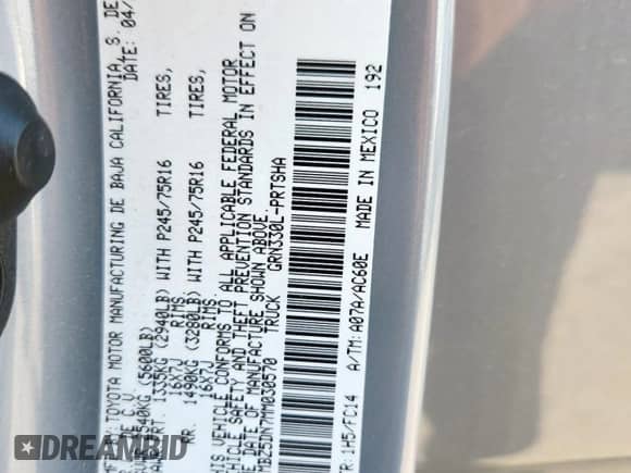 2021 Toyota Tacoma SR5 с VIN 3TMBZ5DN7MM030570, выставлен на аукционе Copart как лот 64406295 с пробегом 117 742 миль миль и Списание • Salvage title. История ставок и продаж доступна на DreamBid. Изображение 12.