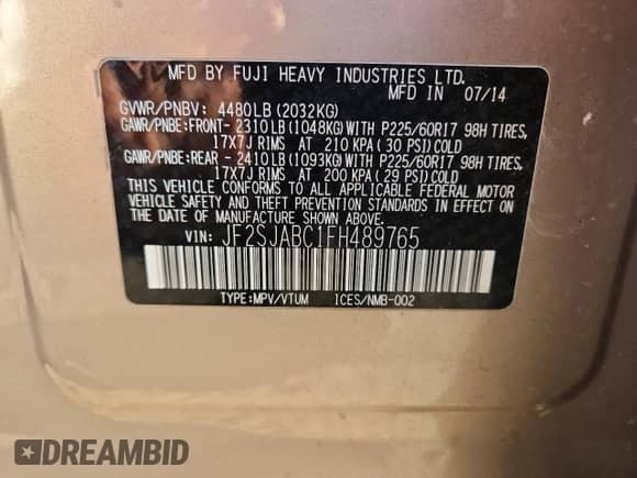 2015 Subaru Forester 2.5i z VIN JF2SJABC1FH489765, wystawiony jako Copart lot #85424935 z przebiegiem 230 660 mil mil oraz Czysty tytuł • Clean title. Historia ofert i sprzedaży dostępna na DreamBid. Obrazek 13.