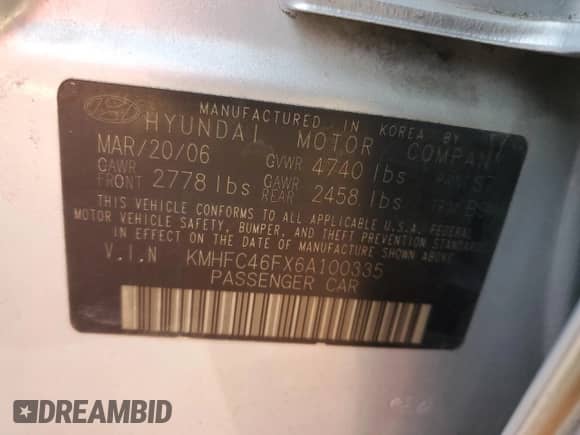 2006 Hyundai Azera SE с VIN KMHFC46FX6A100335, выставлен на аукционе Copart как лот 82878734 с пробегом 234 692 миль миль и Списание • Salvage title. История ставок и продаж доступна на DreamBid. Изображение 12.