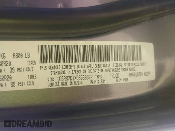 2013 Ram 1500 Express z VIN 1C6RR7KTXDS569372, wystawiony jako IAAI lot #43067487 z przebiegiem 223 976 mil mil oraz . Historia ofert i sprzedaży dostępna na DreamBid. Obrazek 9.