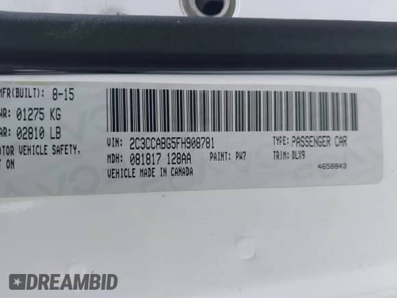 2015 Chrysler 300 S with VIN 2C3CCABG5FH908781, listed as a IAAI auction lot 42770331 with 161,971 mi miles and . Bid and sale history available at DreamBid. Image 9.