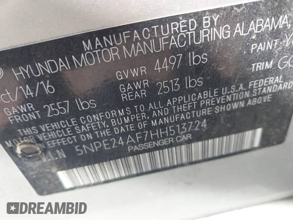 2017 Hyundai Sonata SE с VIN 5NPE24AF7HH513724, выставлен на аукционе IAAI как лот 43005758 с пробегом 138 253 миль миль и . История ставок и продаж доступна на DreamBid. Изображение 9.