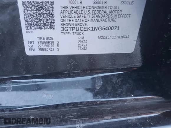 2022 GMC Sierra 1500 Elevation with VIN 3GTPUCEK1NG540071, listed as a Copart auction lot 85654754 with 29,305 mi miles and Salvage title. Bid and sale history available at DreamBid. Image 13.