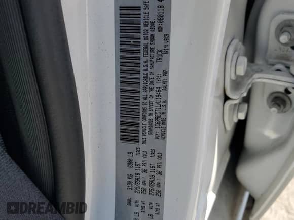 2020 Ram 1500 Tradesman with VIN 1C6RRECT1LN119464, listed as a Copart auction lot 62311685 with 90,303 mi miles and Non repairable. Bid and sale history available at DreamBid. Image 12.