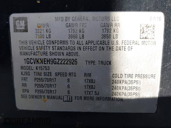 2016 Chevrolet Silverado 1500 Work Truck с VIN 1GCVKNEH9GZ222926, выставлен на аукционе IAAI как лот 38692351 с пробегом 121 772 миль миль и . История ставок и продаж доступна на DreamBid. Изображение 9.