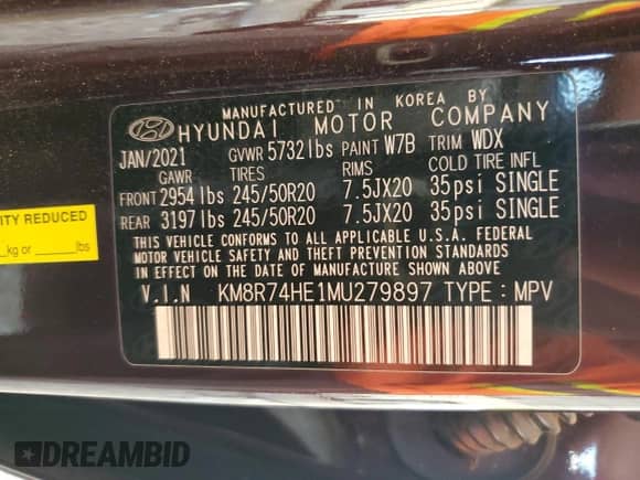 2021 Hyundai Palisade Calligraphy с VIN KM8R74HE1MU279897, выставлен на аукционе Copart как лот 61725115 с пробегом 57 780 миль миль и Списание • Salvage title. История ставок и продаж доступна на DreamBid. Изображение 13.