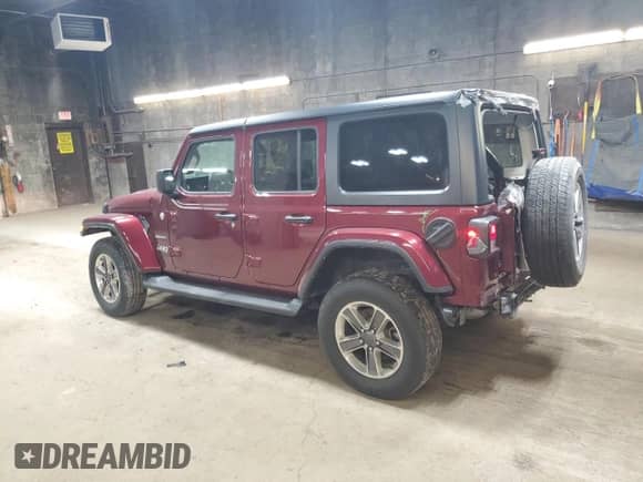 2021 Jeep Wrangler Unlimited Sahara with VIN 1C4HJXEGXMW758252, listed as a Copart auction lot 50489015 with 38,388 mi miles and Salvage title. Bid and sale history available at DreamBid. Image 2.