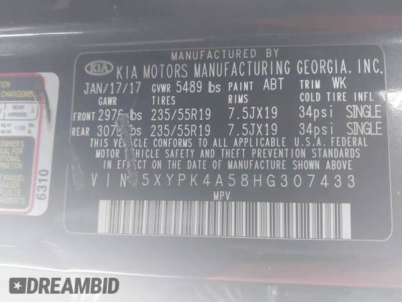 2017 Kia Sorento SXL с VIN 5XYPK4A58HG307433, выставлен на аукционе IAAI как лот 41252727 с пробегом 130 001 миль миль и . История ставок и продаж доступна на DreamBid. Изображение 9.