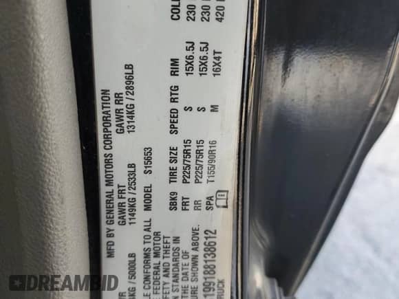 2008 Chevrolet Colorado LS with VIN 1GCCS199188138612, listed as a Copart auction lot 68634484 with 227,515 mi miles and Salvage title. Bid and sale history available at DreamBid. Image 12.