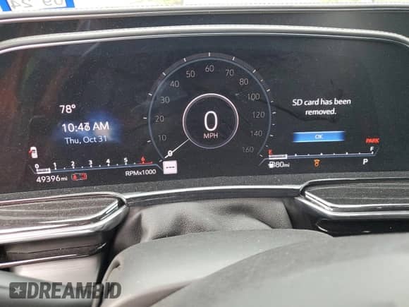 2021 Cadillac Escalade Sport with VIN 1GYS3EKLXMR401944, listed as a Copart auction lot 76787164 with 49,396 mi miles and Salvage title. Bid and sale history available at DreamBid. Image 9.