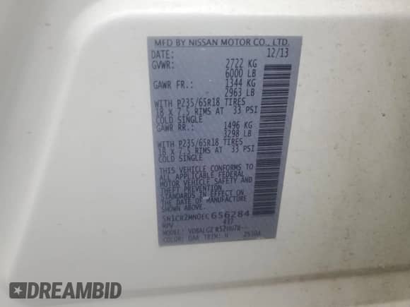 2014 Nissan Pathfinder SL Hybrid с VIN 5N1CR2MN0EC656284, выставлен на аукционе Copart как лот 80542495 с пробегом 282 030 миль миль и Списание • Salvage title. История ставок и продаж доступна на DreamBid. Изображение 13.