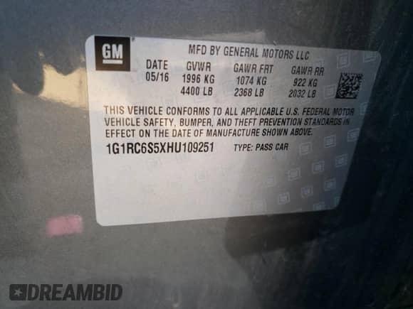 2017 Chevrolet Volt LT z VIN 1G1RC6S5XHU109251, wystawiony jako Copart lot #37515503 z przebiegiem Nie podano mil oraz . Historia ofert i sprzedaży dostępna na DreamBid. Obrazek 12.