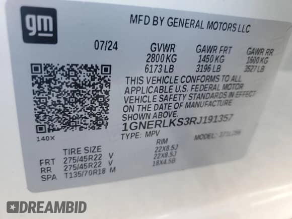 2024 Chevrolet Traverse FWD RS с VIN 1GNERLKS3RJ191357, выставлен на аукционе Copart как лот 55700955 с пробегом 11 245 миль миль и Списание • Salvage title. История ставок и продаж доступна на DreamBid. Изображение 10.