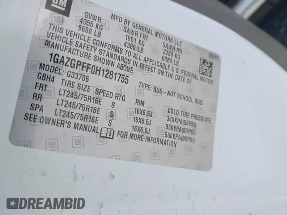 2017 Chevrolet Express Passenger LT с VIN 1GAZGPFF0H1281755, выставлен на аукционе IAAI как лот 41983081 с пробегом 63 194 миль миль и . История ставок и продаж доступна на DreamBid. Изображение 9.