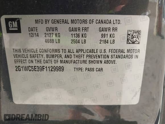 2015 Chevrolet Impala LTZ with VIN 2G1WC5E39F1129989, listed as a IAAI auction lot 43209704 with 148,449 mi miles and . Bid and sale history available at DreamBid. Image 9.