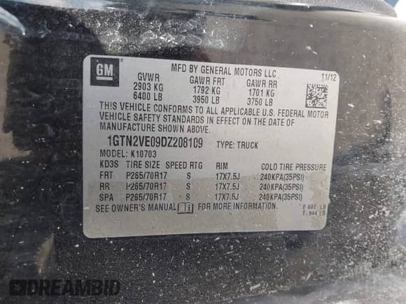 2013 GMC Sierra 1500 SLE z VIN 1GTN2VE09DZ208109, wystawiony jako IAAI lot #42539899 z przebiegiem 159 882 mil mil oraz . Historia ofert i sprzedaży dostępna na DreamBid. Obrazek 9.