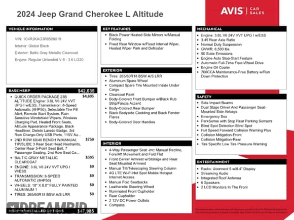 2024 Jeep Grand Cherokee Altitude with VIN 1C4RJKAG3R8508019, listed as a Copart auction lot 84656845 with 45,398 mi miles and Non repairable. Bid and sale history available at DreamBid. Image 13.