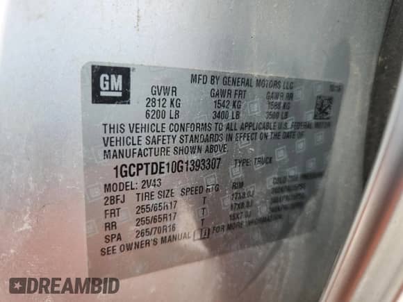 2016 Chevrolet Colorado 4WD Z71 z VIN 1GCPTDE10G1393307, wystawiony jako Copart lot #59538275 z przebiegiem 111 465 mil mil oraz Czysty tytuł • Clean title. Historia ofert i sprzedaży dostępna na DreamBid. Obrazek 12.