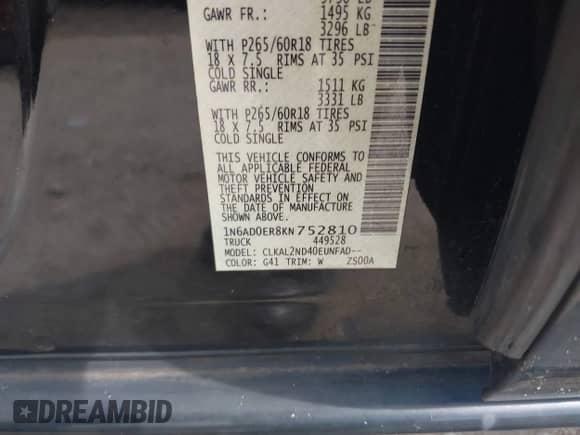 2019 Nissan Frontier SV с VIN 1N6AD0ER8KN752810, выставлен на аукционе IAAI как лот 42748454 с пробегом 112 246 миль миль и . История ставок и продаж доступна на DreamBid. Изображение 9.