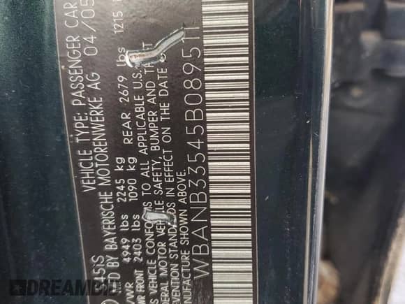 2005 BMW 5 Series 545i с VIN WBANB33545B089511, выставлен на аукционе Copart как лот 86564854 с пробегом Не указан миль и Списание • Salvage title. История ставок и продаж доступна на DreamBid. Изображение 13.