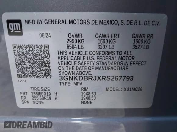 2024 Chevrolet Blazer EV eAWD LT z VIN 3GNKDBRJXRS267793, wystawiony jako IAAI lot #41129388 z przebiegiem Nie podano mil oraz . Historia ofert i sprzedaży dostępna na DreamBid. Obrazek 9.