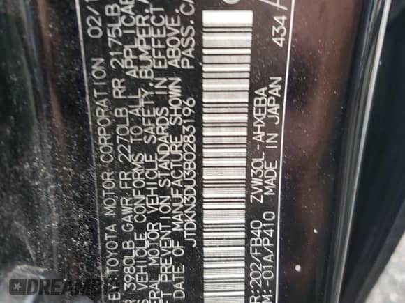 2011 Toyota Prius I z VIN JTDKN3DU3B0283196, wystawiony jako Copart lot #69341275 z przebiegiem 262 461 mil mil oraz Czysty tytuł • Clean title. Historia ofert i sprzedaży dostępna na DreamBid. Obrazek 12.