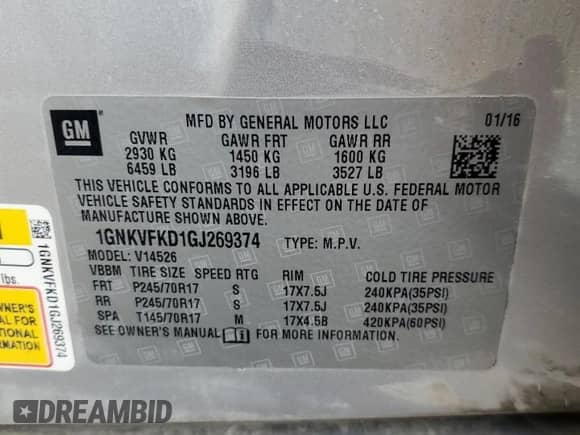 2016 Chevrolet Traverse LS с VIN 1GNKVFKD1GJ269374, выставлен на аукционе Copart как лот 86264685 с пробегом 176 373 миль миль и Списание • Salvage title. История ставок и продаж доступна на DreamBid. Изображение 13.