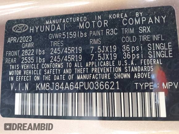 2023 Hyundai NEXO Limited с VIN KM8J84A64PU036621, выставлен на аукционе IAAI как лот 42467288 с пробегом 7 094 миль миль и . История ставок и продаж доступна на DreamBid. Изображение 9.