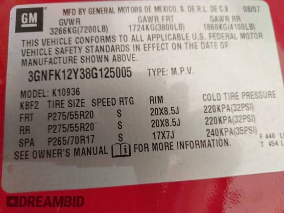 2008 Chevrolet Avalanche LTZ z VIN 3GNFK12Y38G125005, wystawiony jako IAAI lot #42545289 z przebiegiem 217 141 mil mil oraz . Historia ofert i sprzedaży dostępna na DreamBid. Obrazek 9.
