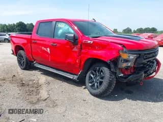 2024 Chevrolet Silverado 1500 Custom Trail Boss with VIN 3GCUDCED8RG298504, listed as a IAAI auction lot 42701688 with 5,740 mi miles and . Bid and sale history available at DreamBid. Image 1.