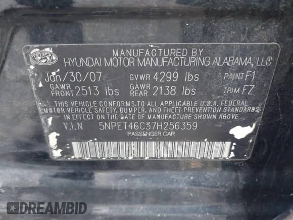 2007 Hyundai Sonata GLS с VIN 5NPET46C37H256359, выставлен на аукционе IAAI как лот 43414831 с пробегом 217 493 миль миль и . История ставок и продаж доступна на DreamBid. Изображение 9.