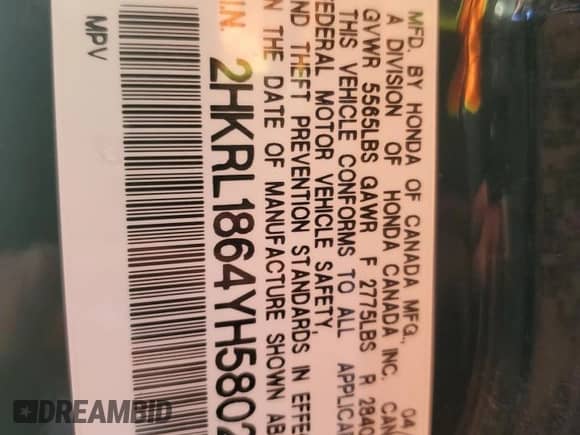 2000 Honda Odyssey EX z VIN 2HKRL1864YH580283, wystawiony jako Copart lot #86688025 z przebiegiem 181 802 mil mil oraz Szkoda całkowita • Salvage title. Historia ofert i sprzedaży dostępna na DreamBid. Obrazek 12.