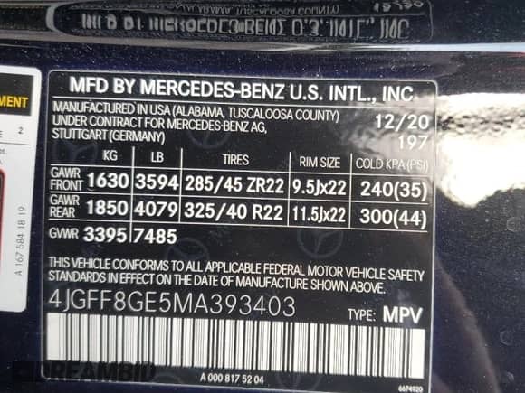 2021 Mercedes-Benz GLS 580 with VIN 4JGFF8GE5MA393403, listed as a Copart auction lot 78269924 with 33,163 mi miles and Salvage title. Bid and sale history available at DreamBid. Image 13.