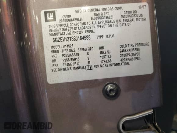 2008 Saturn Outlook XE z VIN 5GZEV13788J164588, wystawiony jako Copart lot #44785405 z przebiegiem 162 772 mil mil oraz Czysty tytuł • Clean title. Historia ofert i sprzedaży dostępna na DreamBid. Obrazek 13.