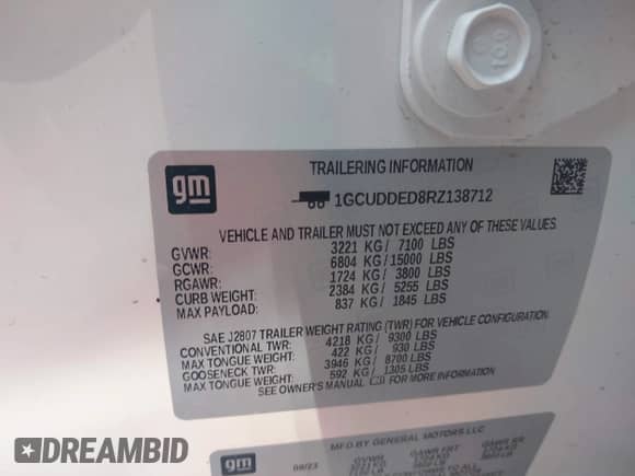 2024 Chevrolet Silverado 1500 LT with VIN 1GCUDDED8RZ138712, listed as a IAAI auction lot 41643421 with 11,151 mi miles and . Bid and sale history available at DreamBid. Image 9.