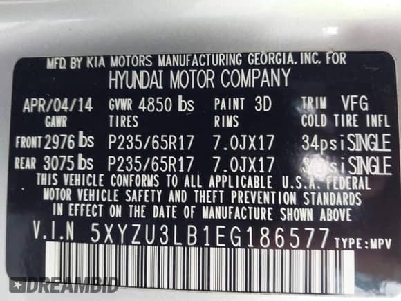 2014 Hyundai Santa Fe с VIN 5XYZU3LB1EG186577, выставлен на аукционе IAAI как лот 43011637 с пробегом 188 209 миль миль и . История ставок и продаж доступна на DreamBid. Изображение 9.