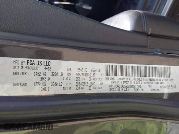 2016 Dodge Durango SXT with VIN 1C4RDJAG5GC393418, listed as a IAAI auction lot 43206789 with 153,703 mi miles and . Bid and sale history available at DreamBid. Image 9.