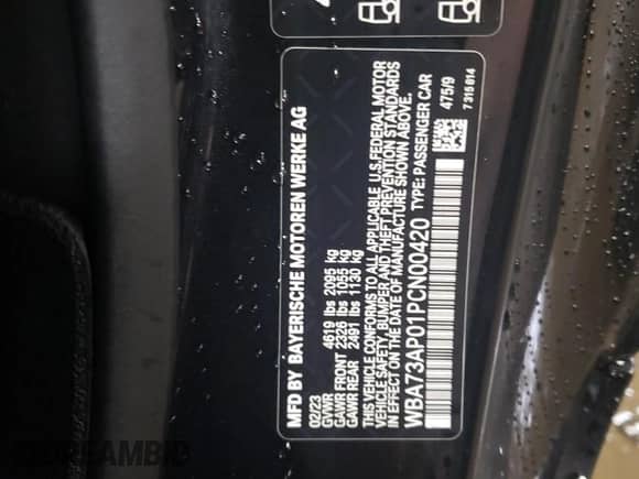 2023 BMW 4 Series 430i xDrive with VIN WBA73AP01PCN00420, listed as a Copart auction lot 38771214 with 4,439 mi miles and . Bid and sale history available at DreamBid. Image 12.