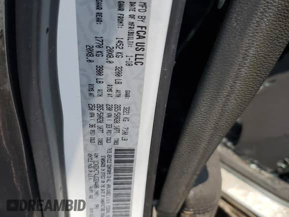 2018 Dodge Durango R/T with VIN 1C4SDHCT4JC224406, listed as a Copart auction lot 59524755 with Not provided miles and Salvage title. Bid and sale history available at DreamBid. Image 13.