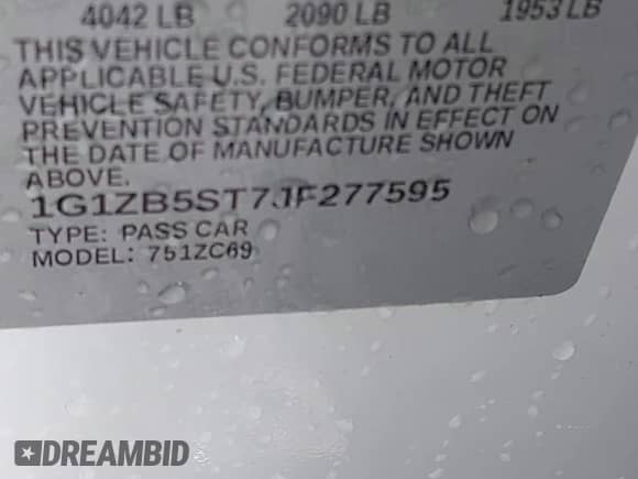 2018 Chevrolet Malibu LS z VIN 1G1ZB5ST7JF277595, wystawiony jako IAAI lot #43289380 z przebiegiem 62 729 mil mil oraz . Historia ofert i sprzedaży dostępna na DreamBid. Obrazek 9.