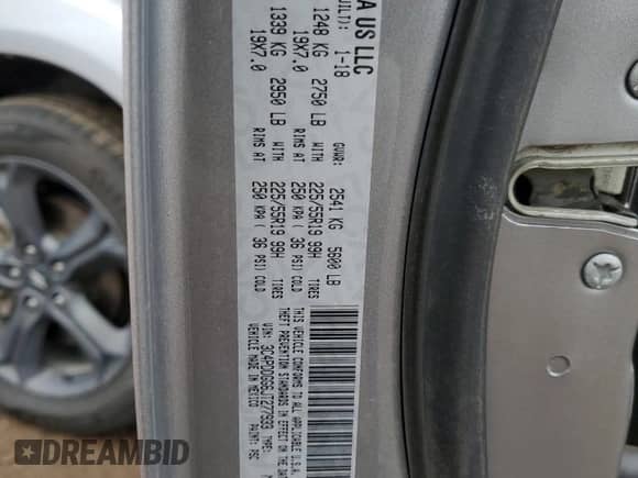 2018 Dodge Journey Crossroad с VIN 3C4PDDGG6JT277933, выставлен на аукционе Copart как лот 85345725 с пробегом 112 407 миль миль и Списание • Salvage title. История ставок и продаж доступна на DreamBid. Изображение 13.