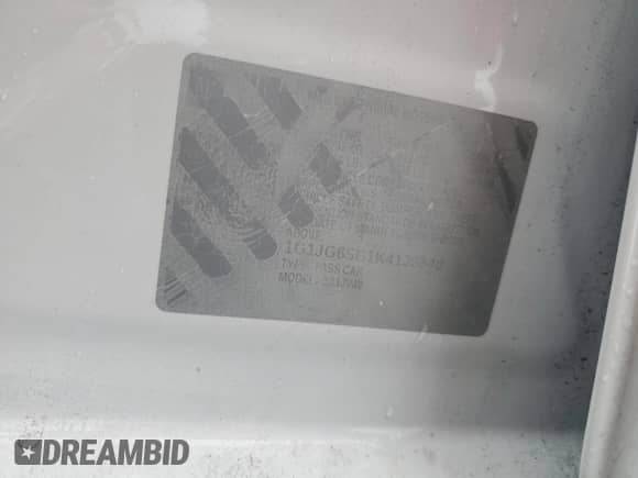 2019 Chevrolet Sonic LT with VIN 1G1JG6SB1K4138040, listed as a Copart auction lot 60847975 with 95,036 mi miles and Salvage title. Bid and sale history available at DreamBid. Image 14.