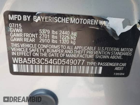 2016 BMW 5 Series 535i xDrive z VIN WBA5B3C54GD549077, wystawiony jako IAAI lot #42902821 z przebiegiem 163 424 mil mil oraz . Historia ofert i sprzedaży dostępna na DreamBid. Obrazek 9.