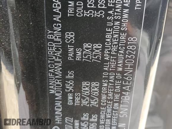 2022 Hyundai Santa Cruz SEL с VIN 5NTJB4AE6NH032818, выставлен на аукционе Copart как лот 62900824 с пробегом 21 881 миль миль и Списание • Salvage title. История ставок и продаж доступна на DreamBid. Изображение 14.